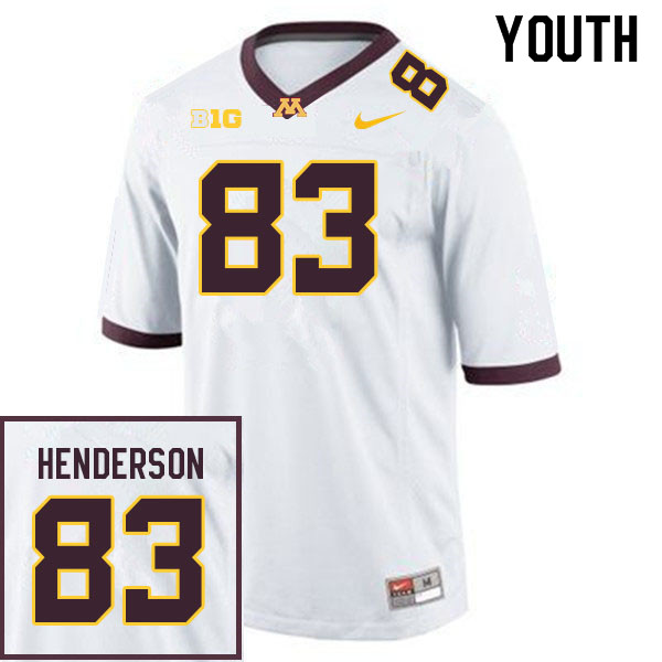 Youth #83 Austin Henderson Minnesota Golden Gophers College Football Jerseys Sale-White - Click Image to Close